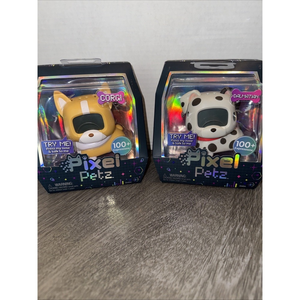 Pair of New Pixel Petz Corgi and Dalmation Electronic Toy Noise & Lights